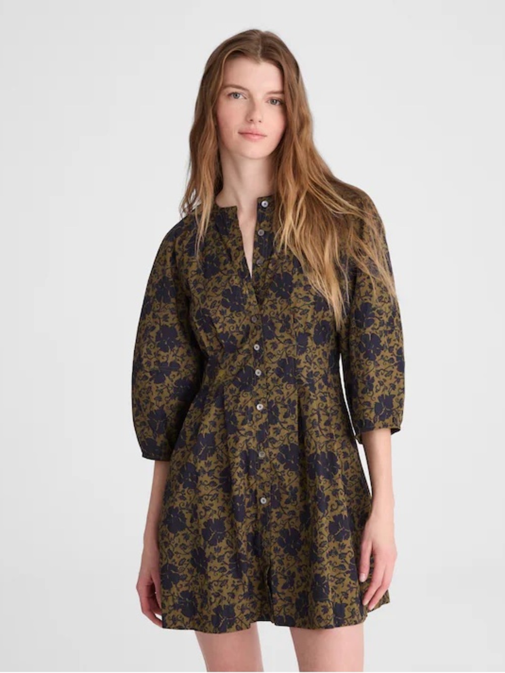 Madewell Sculptural-Sleeve Pleated Mini Dress classic navy NZ961 Size 4 NWT
